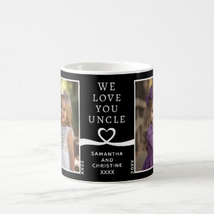 Caneca De Café Nós Amamos Você Tio 2 Foto Personalizado Preto Mod