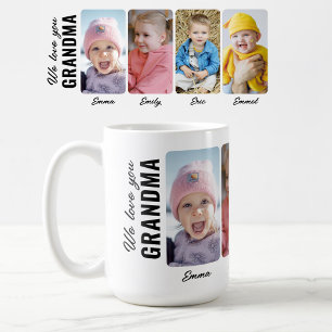 Caneca De Café Nós Amamos Você Vovó 4 Netos Foto Personalizada