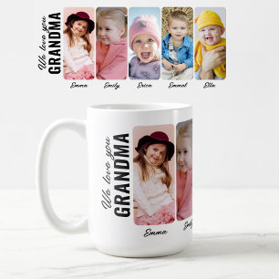 Caneca De Café Nós Amamos Você Vovó 5 Netos Foto Personalizada