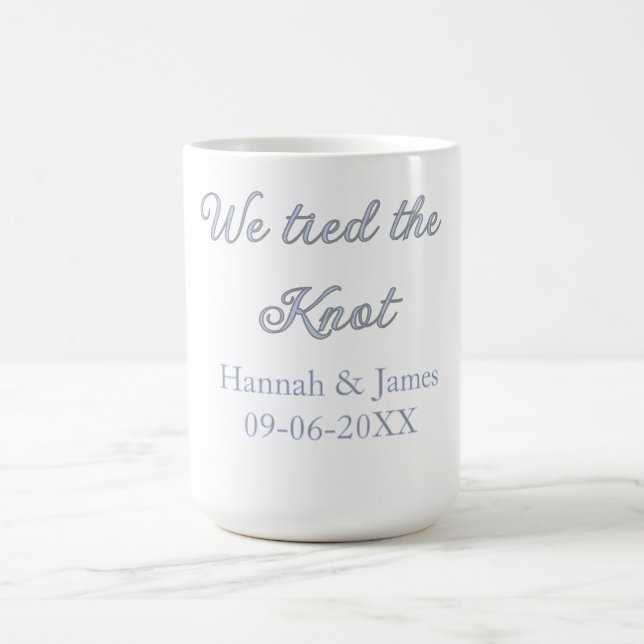 Caneca De Café nós amarramos o nó nome casamento data de noivado  (Centro)