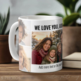 Caneca De Café Nós Te Amamos - Adicionar Nome - Colagem de 5 Foto