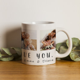 Caneca De Café Nós Te Amamos Mãe | 4 Fotografias Quadradas + Nome