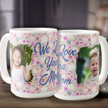 Nós Te Amamos Mamãe Duas Fotos Flores Cor-de-Rosa