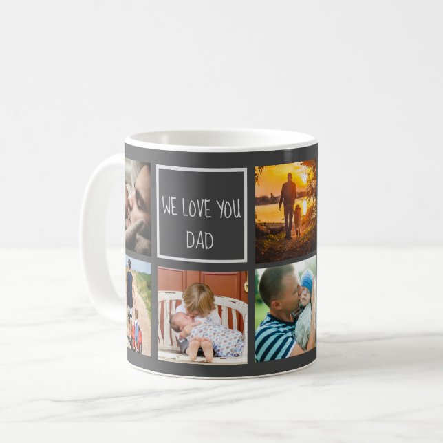 Caneca De Café Nós te amamos pai foto colagem melhor cinza pai (Frente Esquerda)