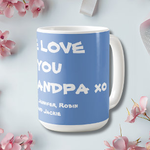 Caneca De Café Nós Te Amo Vovô Personalizado Azul E Branco