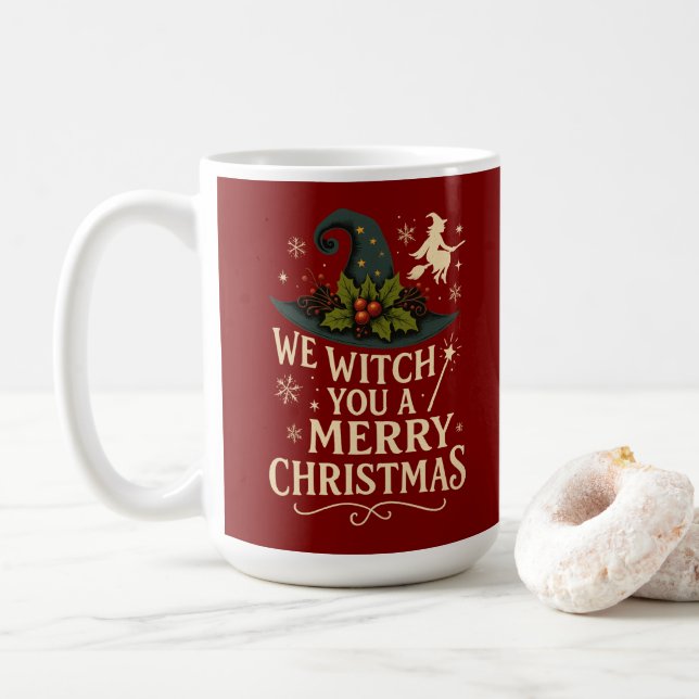 Caneca De Café Nós Te Enfeitiçamos com um Feliz Natal (Com Donut)