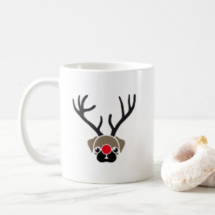 Caneca De Café Nose Vermelha Bonita Natal Rudolph Pug Café Mug