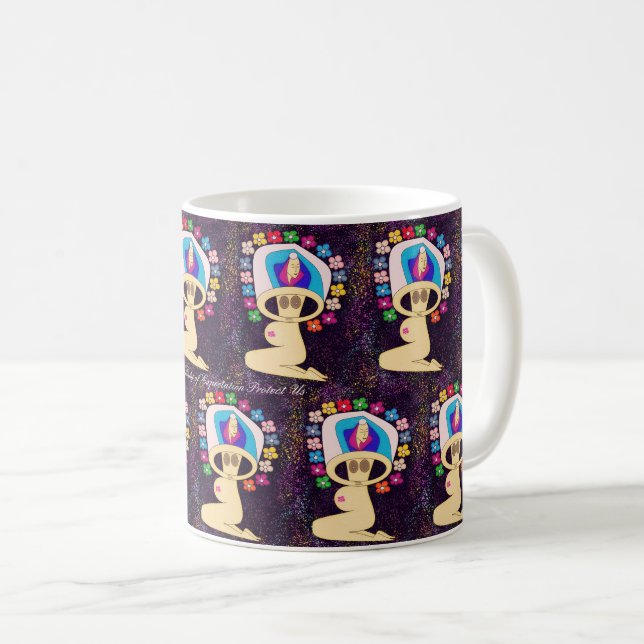 Caneca De Café nossa dama de expectativa nos protege (Frente Esquerda)