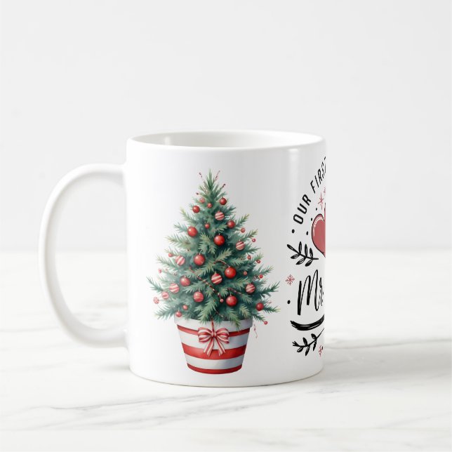 Caneca De Café Nosso 1º Natal como Sr e Sra Mug (Esquerda)