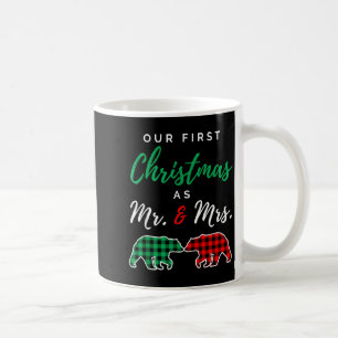 Caneca De Café Nosso Primeiro Natal Como Sr. E Sra. Xadrez de Búf