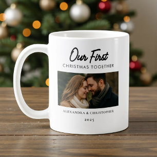 Caneca De Café Nosso Primeiro Natal Juntos Foto Minimalista Moder