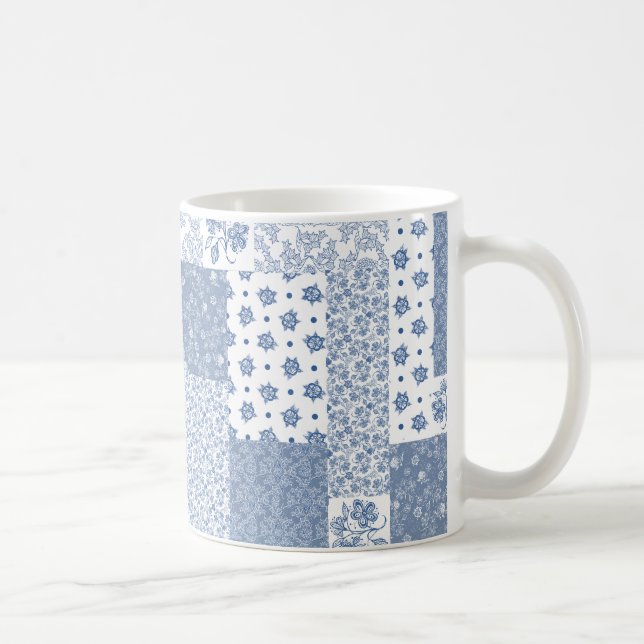 Caneca De Café Nostalgic Indigo Faux Patchwork Café Mug (Direita)