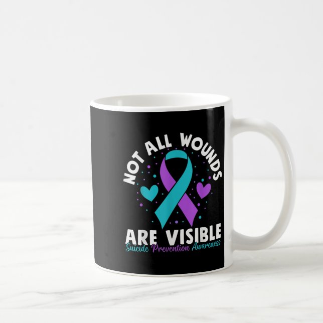 Caneca De Café Not All Wounds Are Visible Suicide Awareness Menta (Direita)