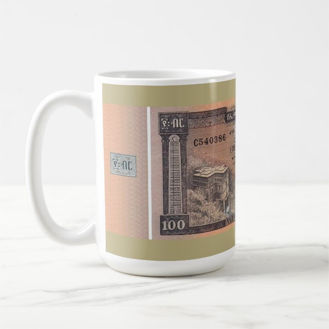 Caneca De Café Nota antiga de Birr etíope (Esquerda)