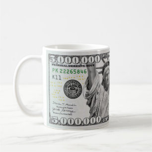 Caneca De Café Nota de Cinco Milhões de Dólares