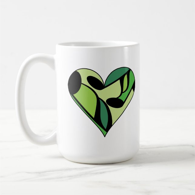 Caneca De Café Nota de Música Verde Coração Padrada (Esquerda)