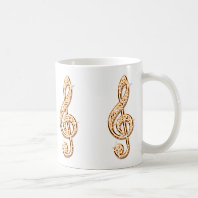 Caneca De Café Nota Musical Laranja Brilhante (Direita)