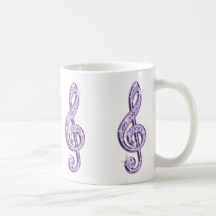 Caneca De Café Nota Musical Lilás Brilhante