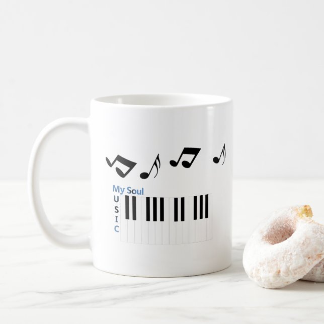 Caneca De Café Nota Musical Tecla de Piano Música (Com Donut)