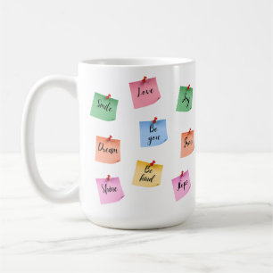 Caneca De Café Notas Adhesivas Inspiradoras Coloridas