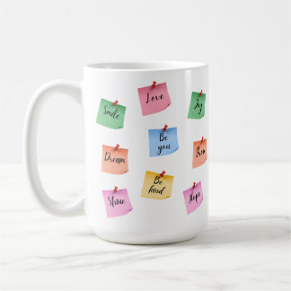 Caneca De Café Notas Adhesivas Inspiradoras Coloridas
