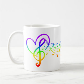Caneca De Café Notas coloridas de música arco-íris, LGBTQ, Orgulh