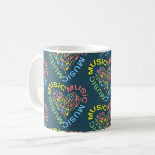 Caneca De Café Notas de Coração de Texto de Música