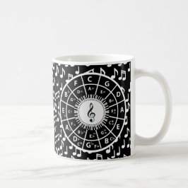 Caneca De Café Notas de música e círculo de quinze