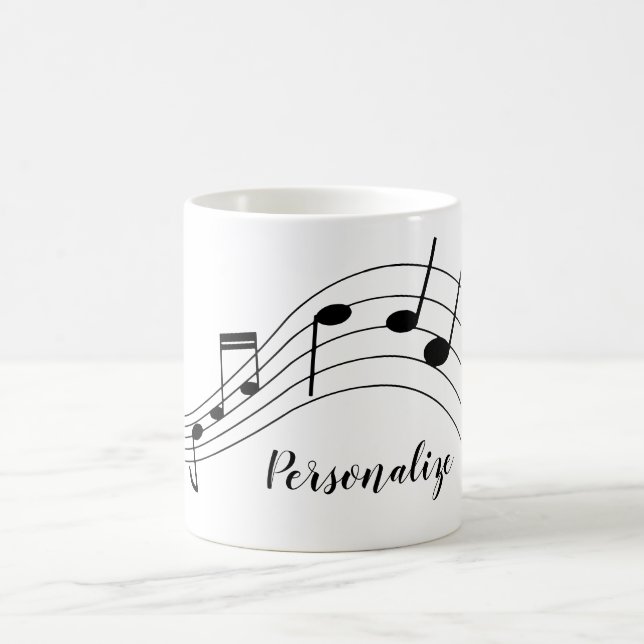 Caneca De Café Notas de música Na moda Cinza personalizada (Centro)