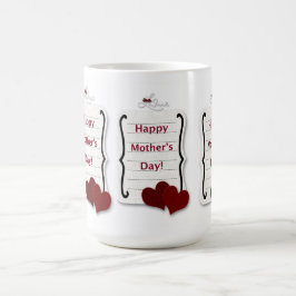 Caneca De Café Notas e Corações de Amor de Dia de as mães Feliz