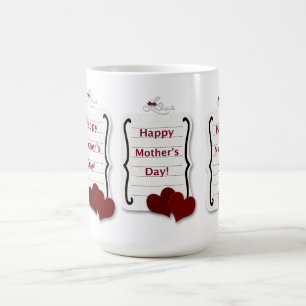 Caneca De Café Notas e corações felizes do amor do dia das mãe