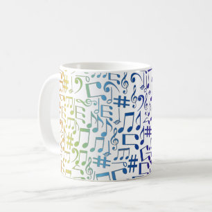 Caneca De Café Notas Musicais Coloridas Músicos Amantes da Música