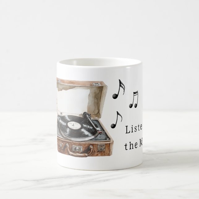 Caneca De Café Notas Musicais de Tocador de Discos (Centro)