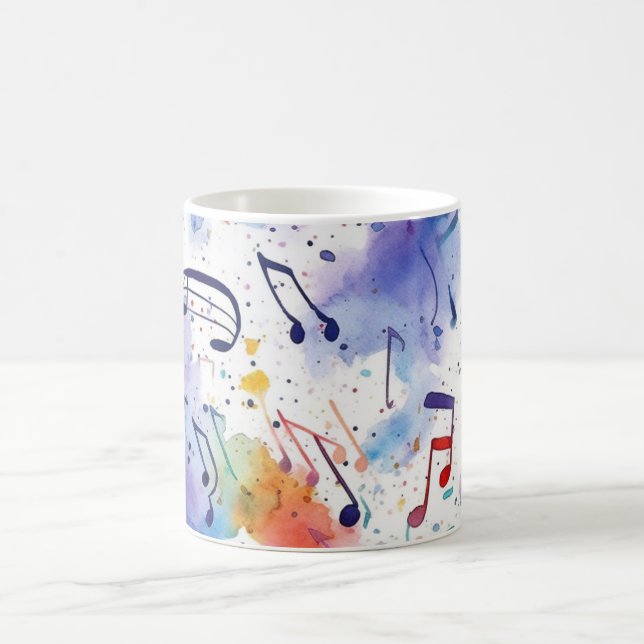 Caneca De Café Notas musicais de Watercolor (Centro)