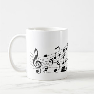 Caneca De Café Notas Musicais Design