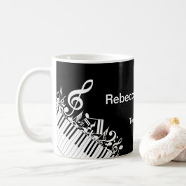 Caneca De Café Notas Musicais e Chaves Pianesas Personalizadas