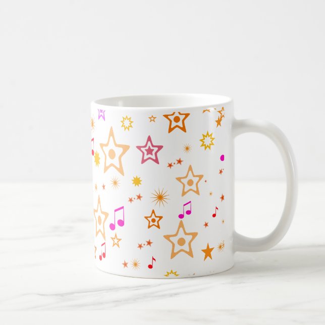 Caneca De Café Notas musicais e estrelas: (Direita)