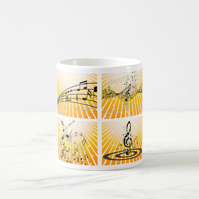 Caneca De Café Notas Musicais Explodem Abstrato (Criador carregado)