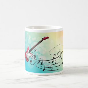 Caneca De Café Notas Musicais Giratórias de Guitarra Elétrica de
