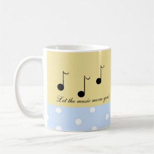 Caneca De Café Notas Musicais Negras com Ditos Musicais