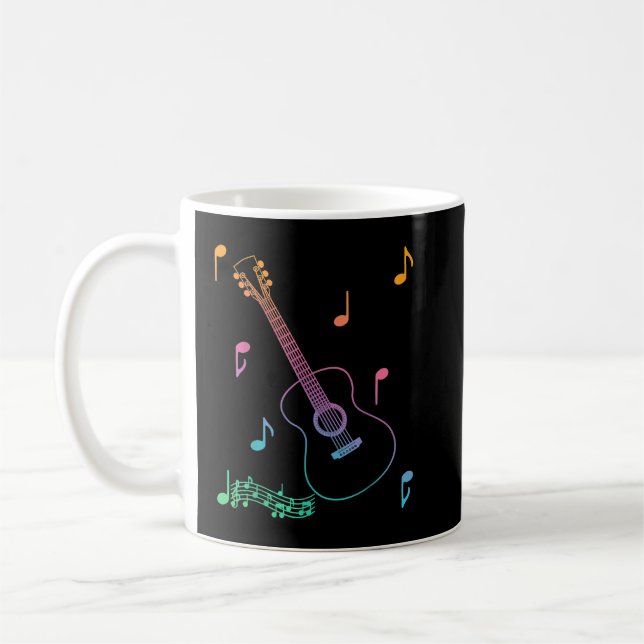 Caneca De Café Notas Musicais Violão Acústico (Esquerda)
