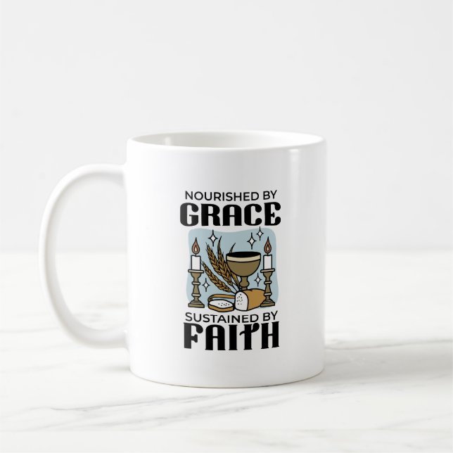 Caneca De Café Nourished by Grace, Sustained by Faith Design (Esquerda)
