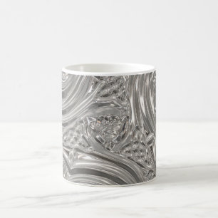 Caneca De Café Nouveau vitoriano elegante prateado