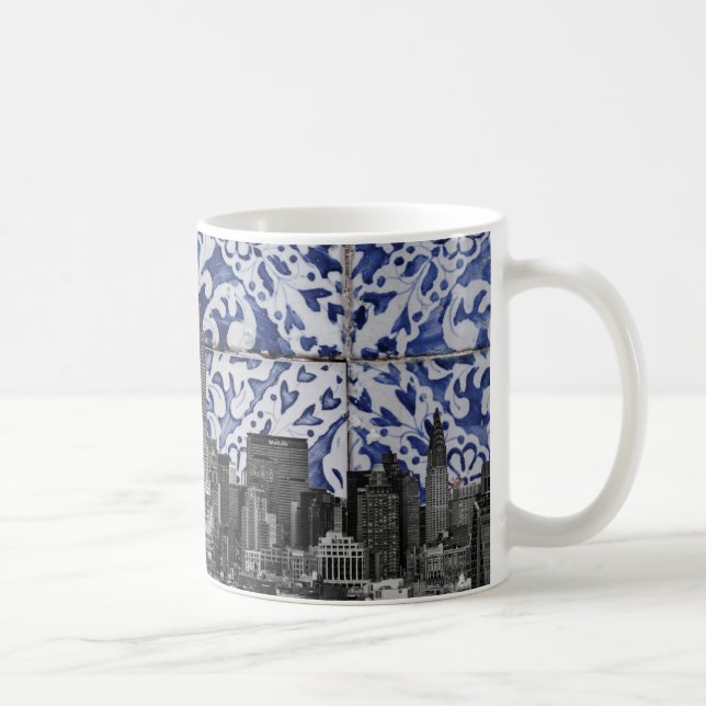 Caneca De Café Nova Iorque - Arranha-céus com Azulejos portuguese (Direita)