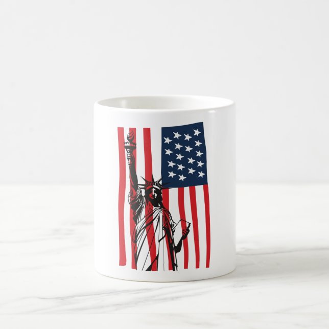 Caneca De Café Nova Iorque, Estátua da Liberdade dos EUA, Bandeir (Centro)