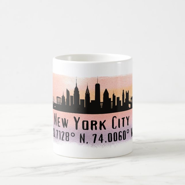 Caneca De Café Nova Iorque Skyline Latitude e Longitude (Centro)