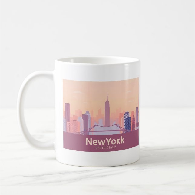 Caneca De Café Nova Iorque USA Pastel Viagem (Esquerda)