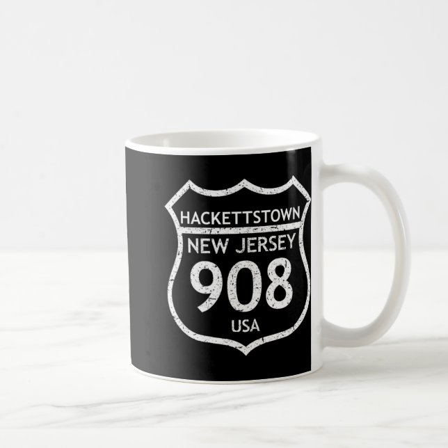 Caneca De Café Nova Jersey Código de Área 908 Hackettstown, Nj Ca (Direita)