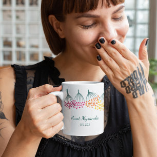 Caneca De Café Nova Tia Abstrato Rainbow Floral Personalizada