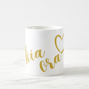 CANECA DE CAFÉ NOVA ZEALAND KIA ORA MAORI ELEGANTE DOURADO AMOR C